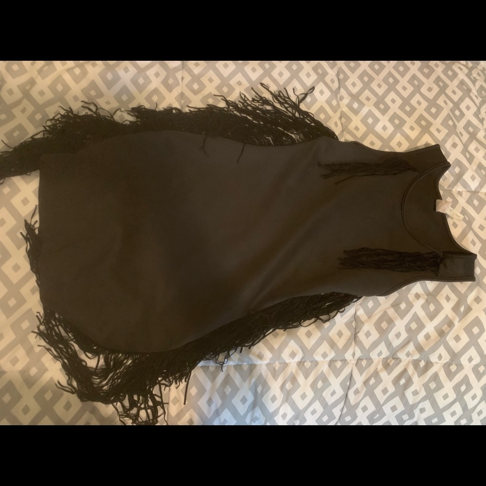 Black fringe bodycon dress
